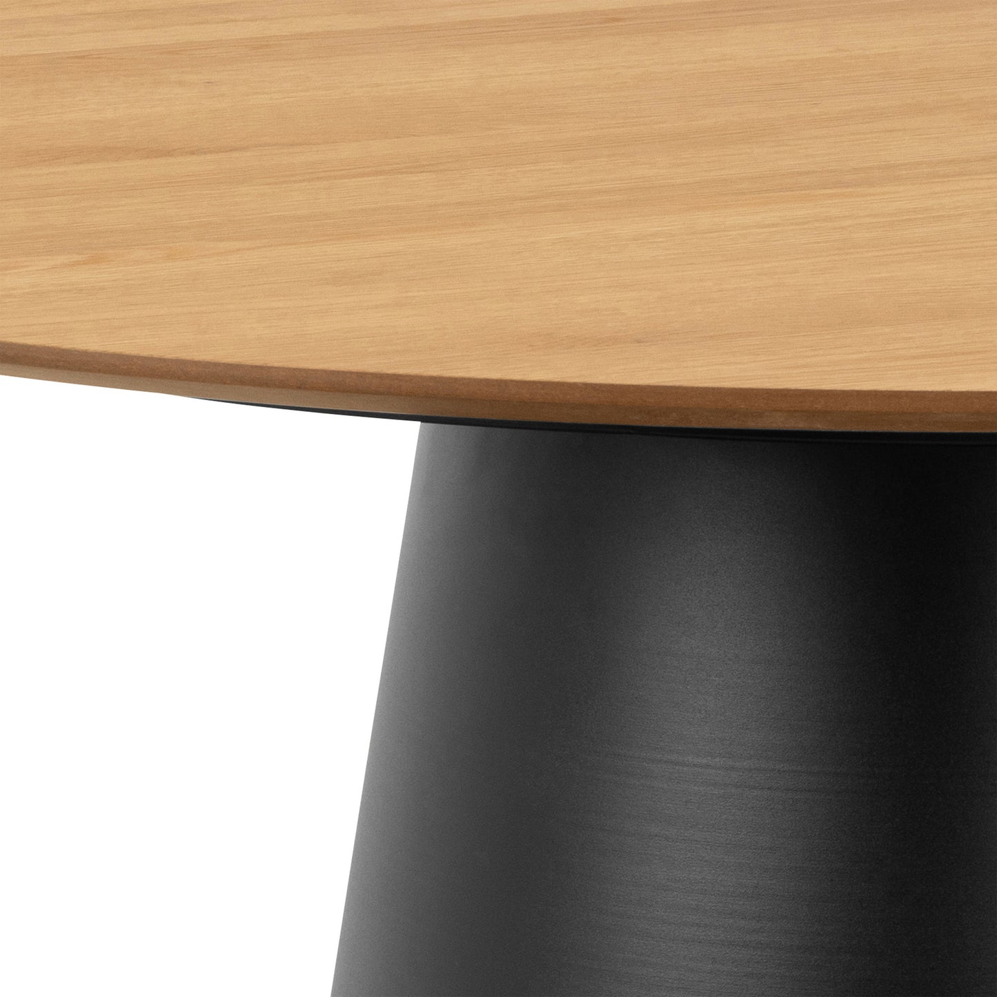 Round Dining Set – Soli Oak & Black Dining Table with 4 Beige Darlene Swivel Chairs