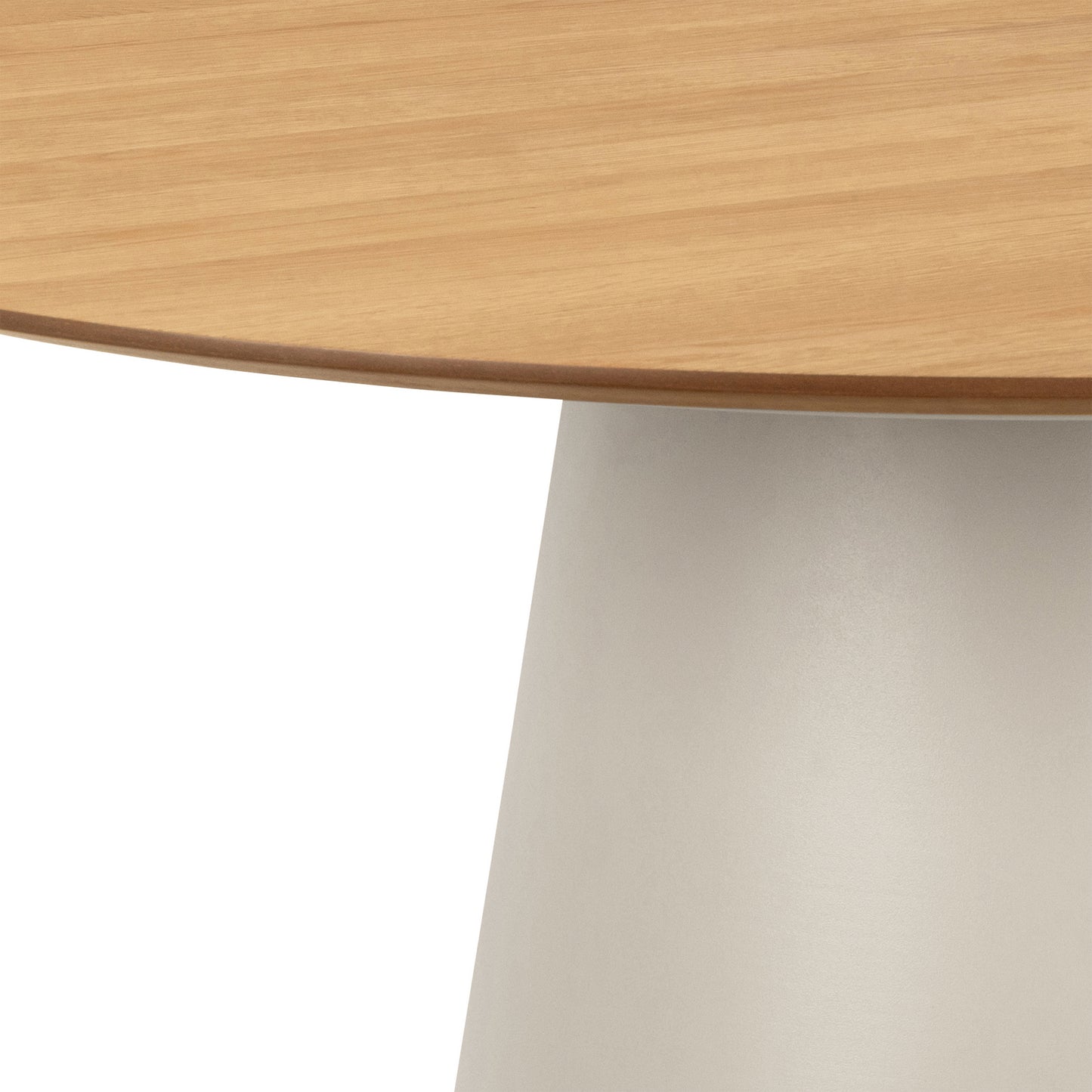 Dining furniture set includes Soli Round Table in Oak/Grey and 4 Ella Swivel Beige Dining Chair