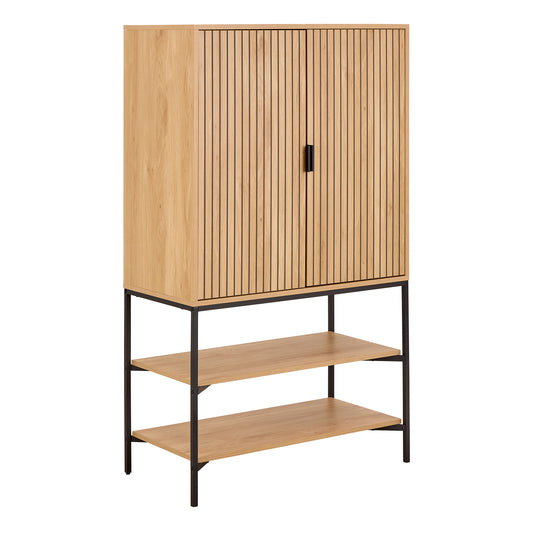 Wooden cabinet with two doors and two shelves