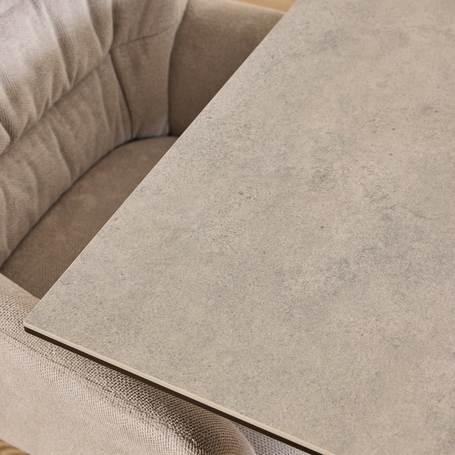Meridian Dining Table with Ceramic Gray Top 135x80cm