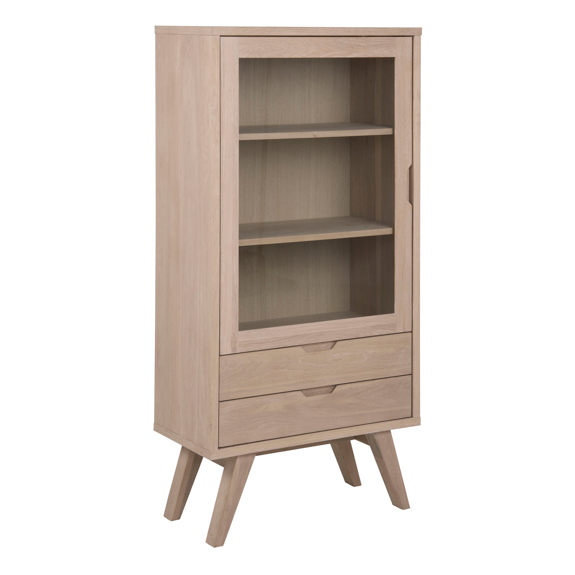 Wooden cabinet with a glass door and a drawer 