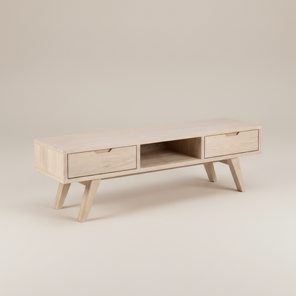 Light wood TV unit with two drawers