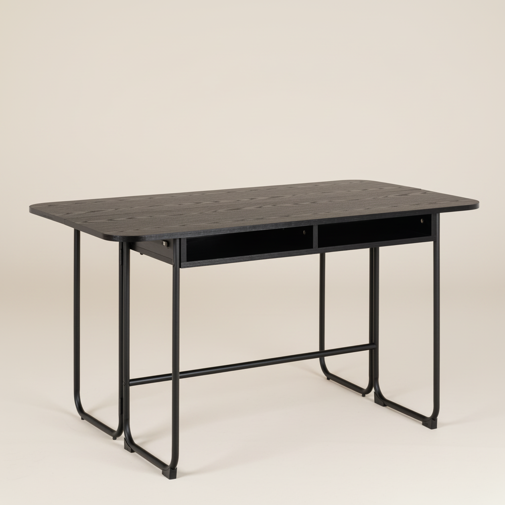 Black extendable dining table that converts to console table
