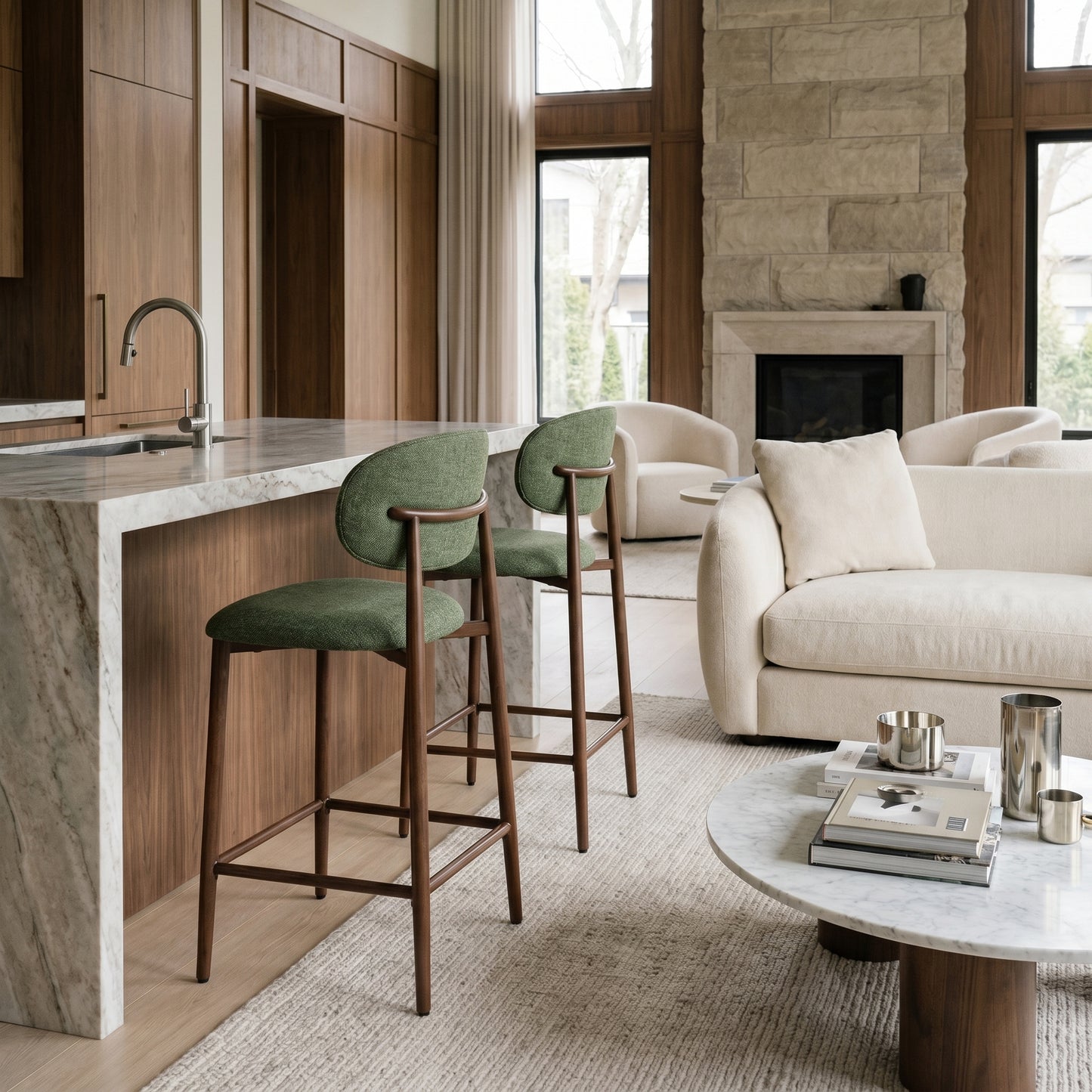 Averra Bar Stools - Olive Green  Set of 2