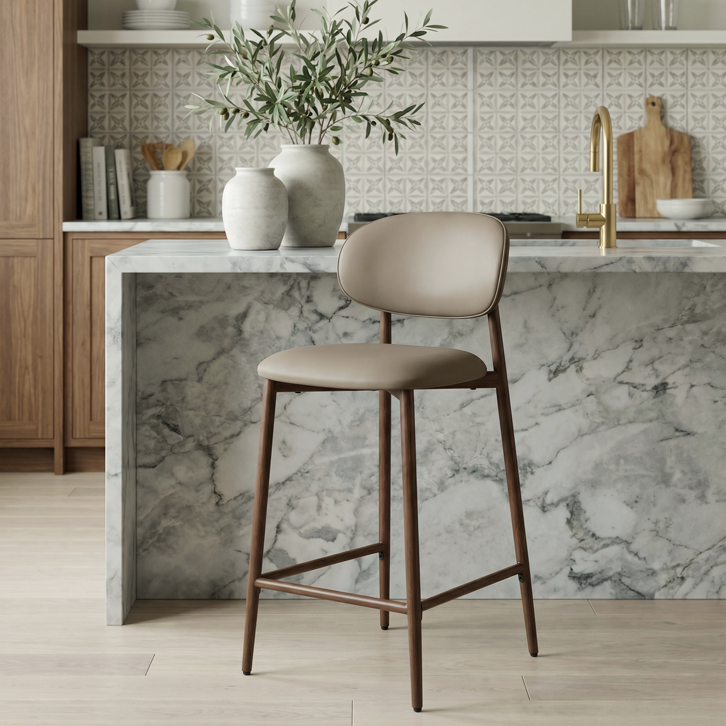 Averra Bar Stools – Taupe Set of 2