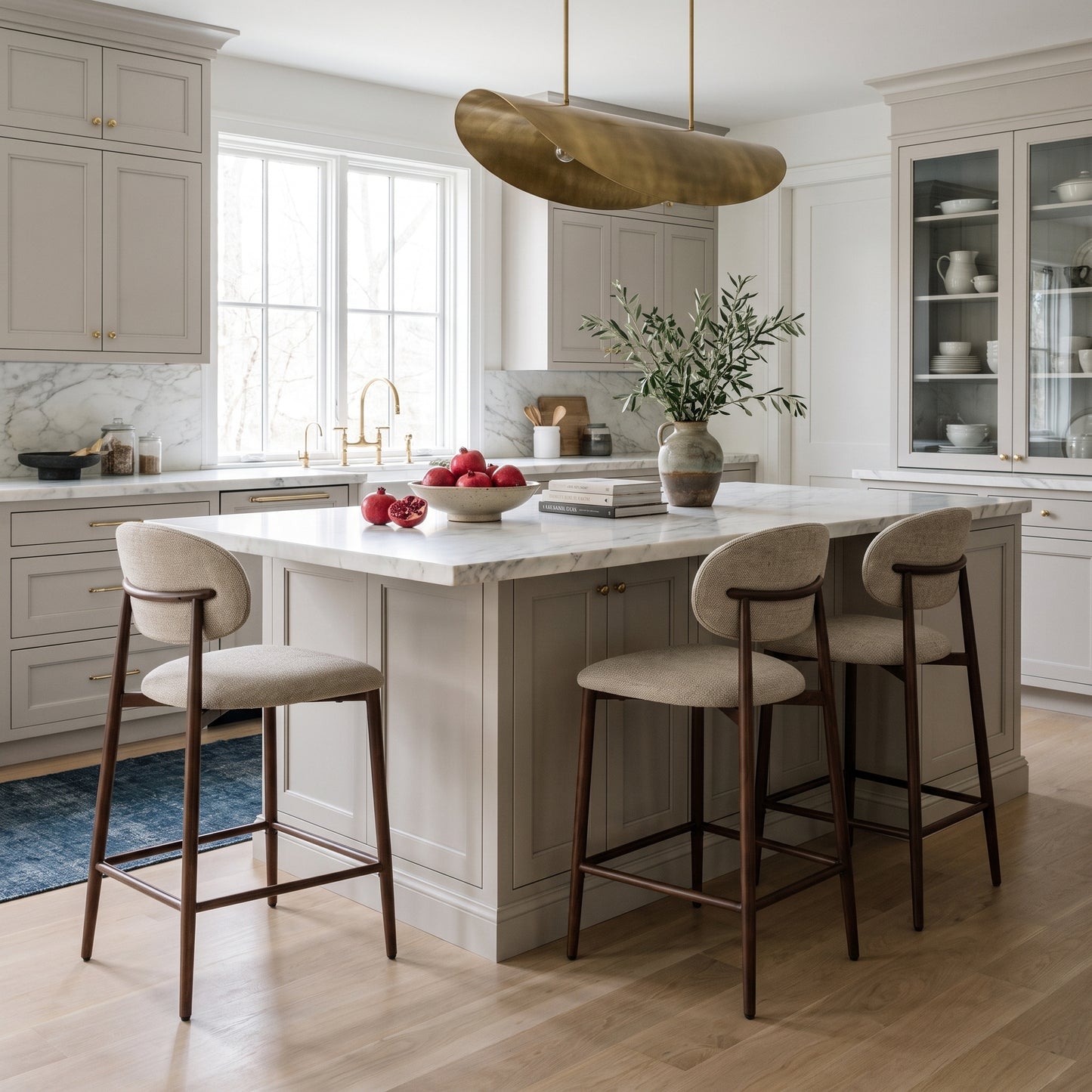 Averra Counter Chair in Beige Set of 2