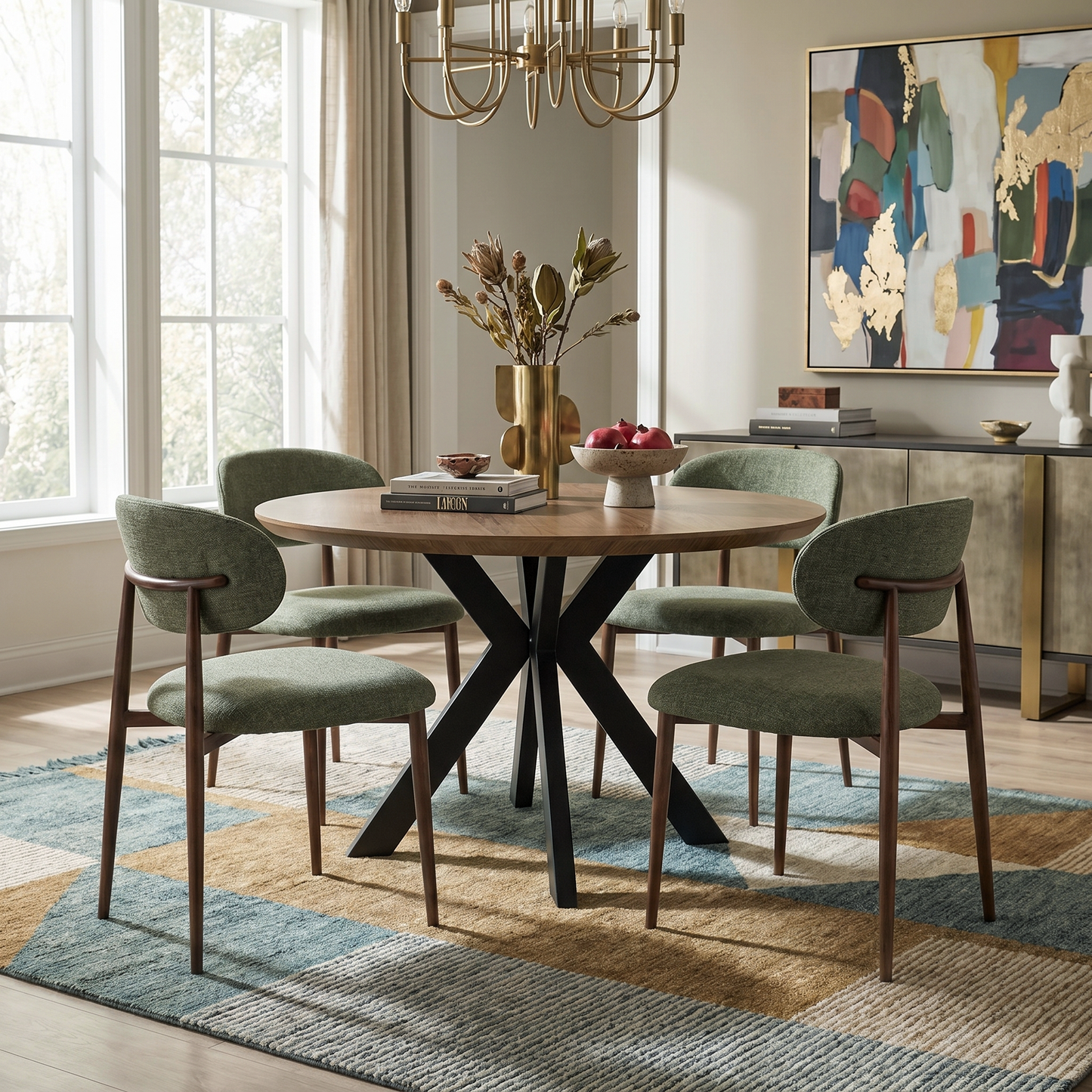 Averra Dining Chair – Olive Green Set of 2