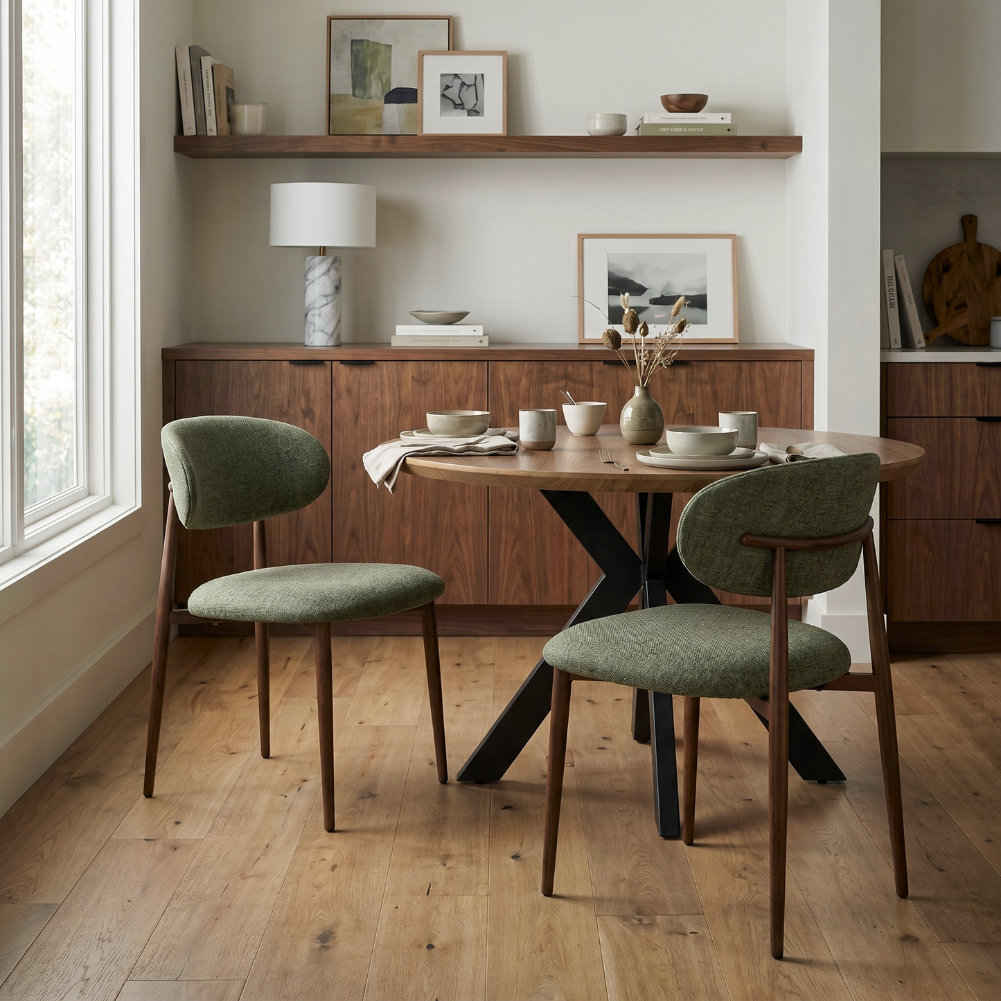 Averra Dining Chair – Olive Green Set of 2