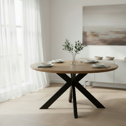 Kaelon Round Dining Table 150 cm – Rustic Oak