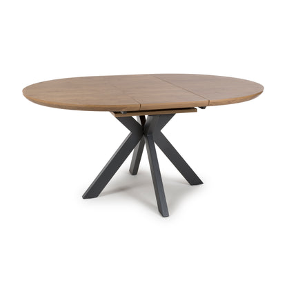 Kaelon Extendable Round Dining Table in Rustic Oak