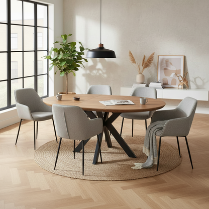 Kaelon Extendable Round Dining Table in Rustic Oak