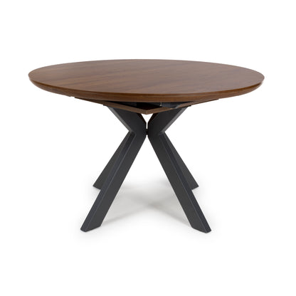 Kaelon Extendable Round Dining Table in Smoked Oak