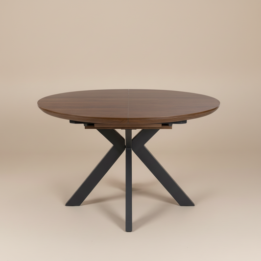 Kaelon Extendable Round Dining Table in Smoked Oak