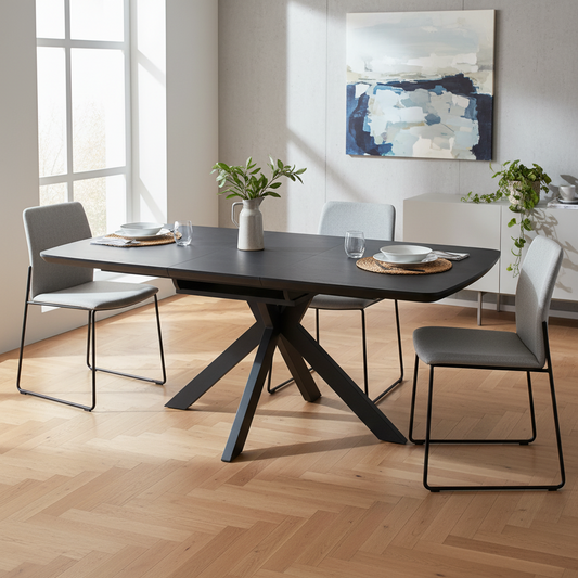 Kaelon Extendable Dining Table 140–180 cm in Black Ash