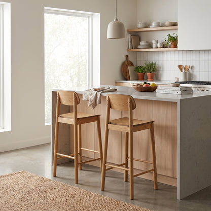 Barlow Bar Stool in Matt Oak Set of 2