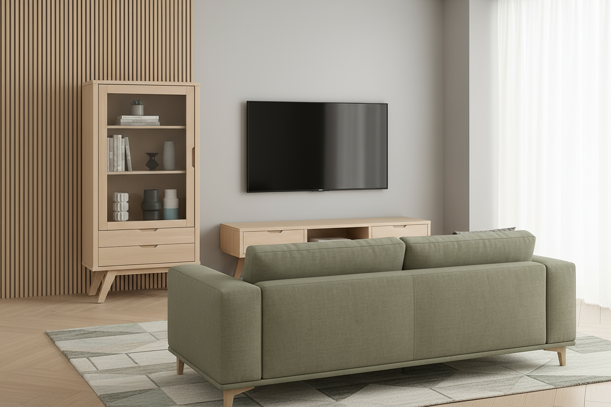 A-Line TV Unit with 2 Drawers in White Oak