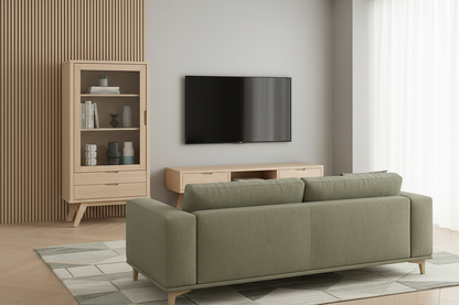 A-Line TV Unit with 2 Drawers in White Oak