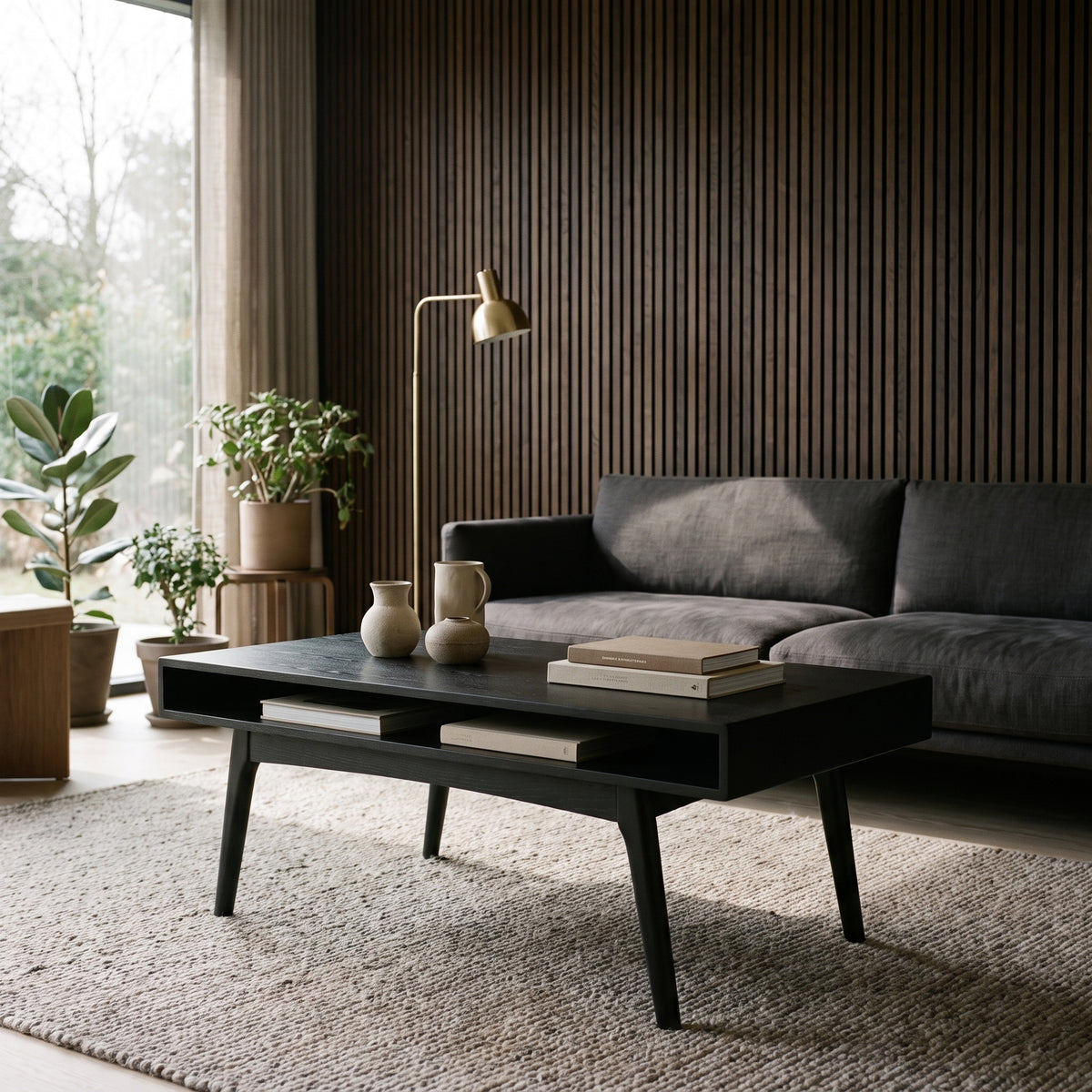 Echo Coffee Table with Open Shelf in Black