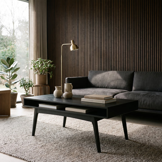 Echo Coffee Table with Open Shelf in Black