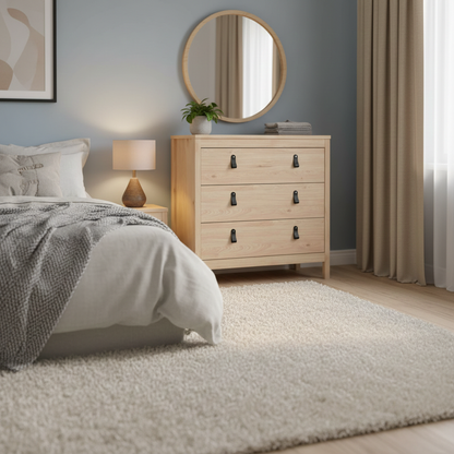 Harrow 3 Drawers Chest in Oak with Leather Tab Handles