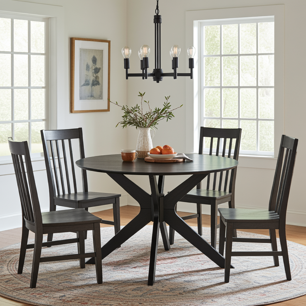 I_Duncan Round Dining Table in Black 105x75cm