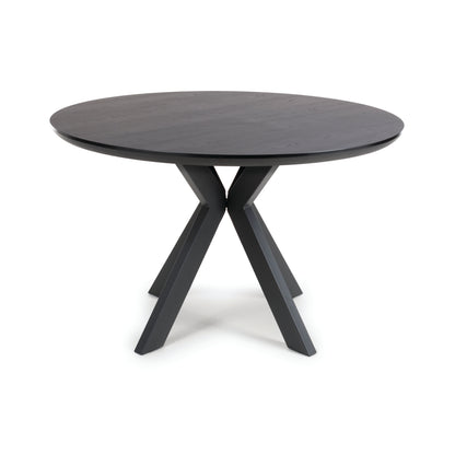 Round black table with a minimalist design
