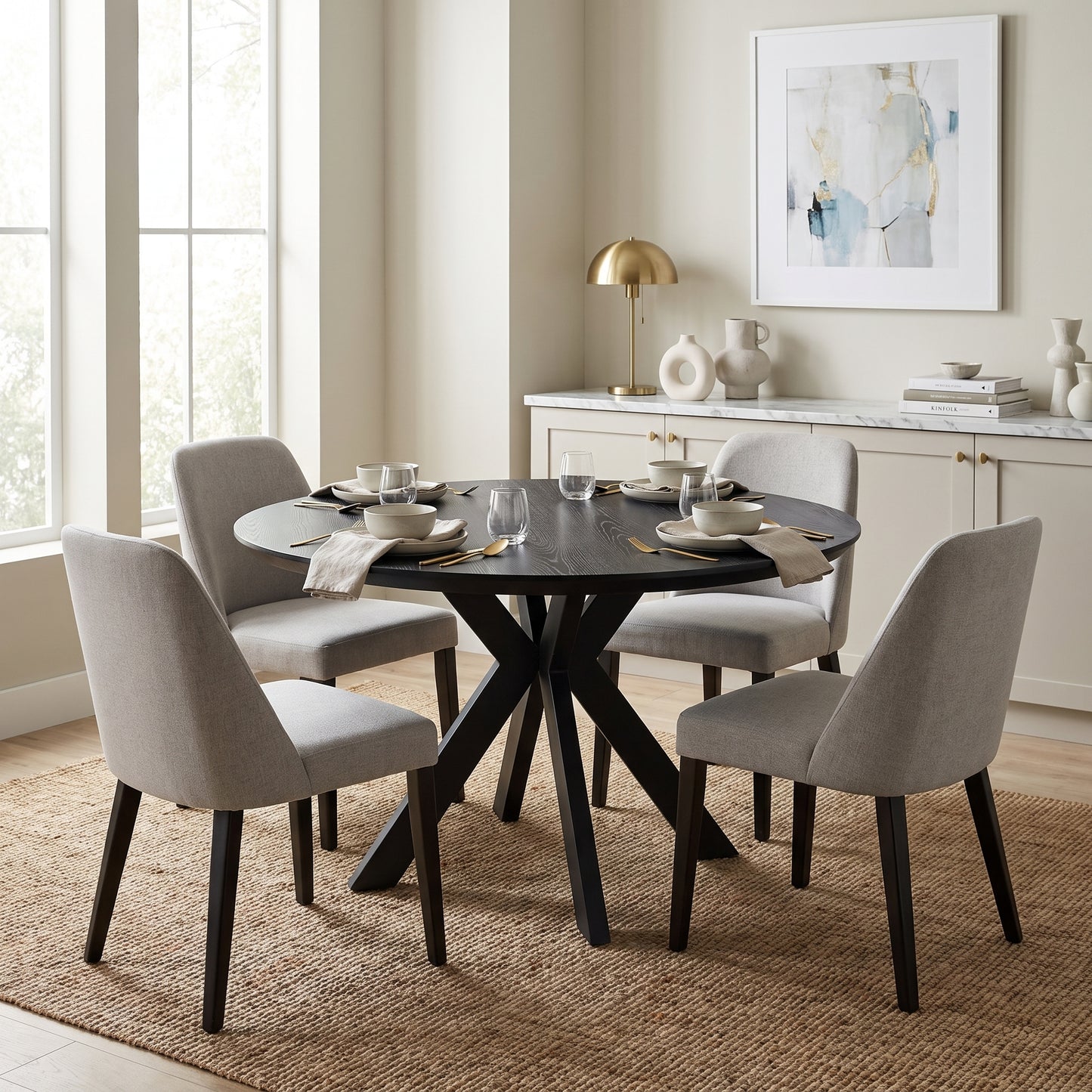 Kaelon Round Dining Table 120 cm – Black Ash