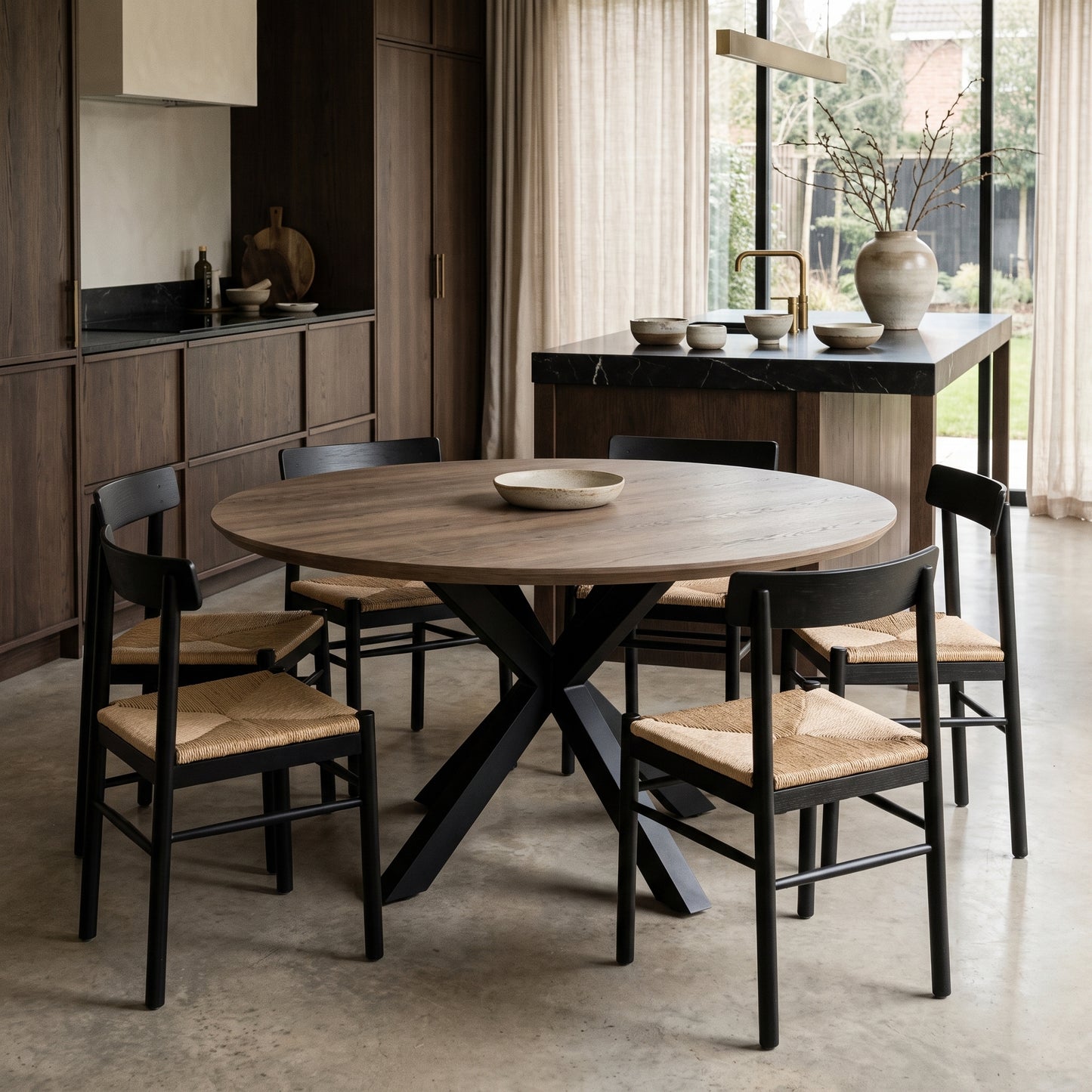 Kaelon Round Dining Table 120 cm – Smoked Oak