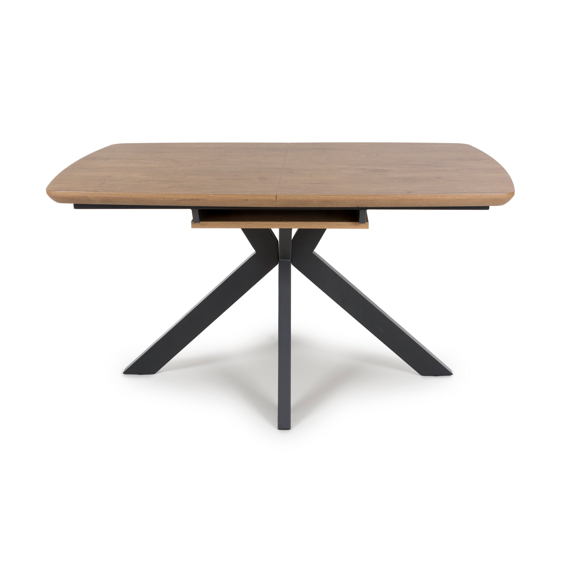 Kaelon rustic oak rectangular dining table extended