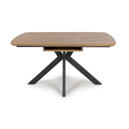 Kaelon rustic oak rectangular dining table extended