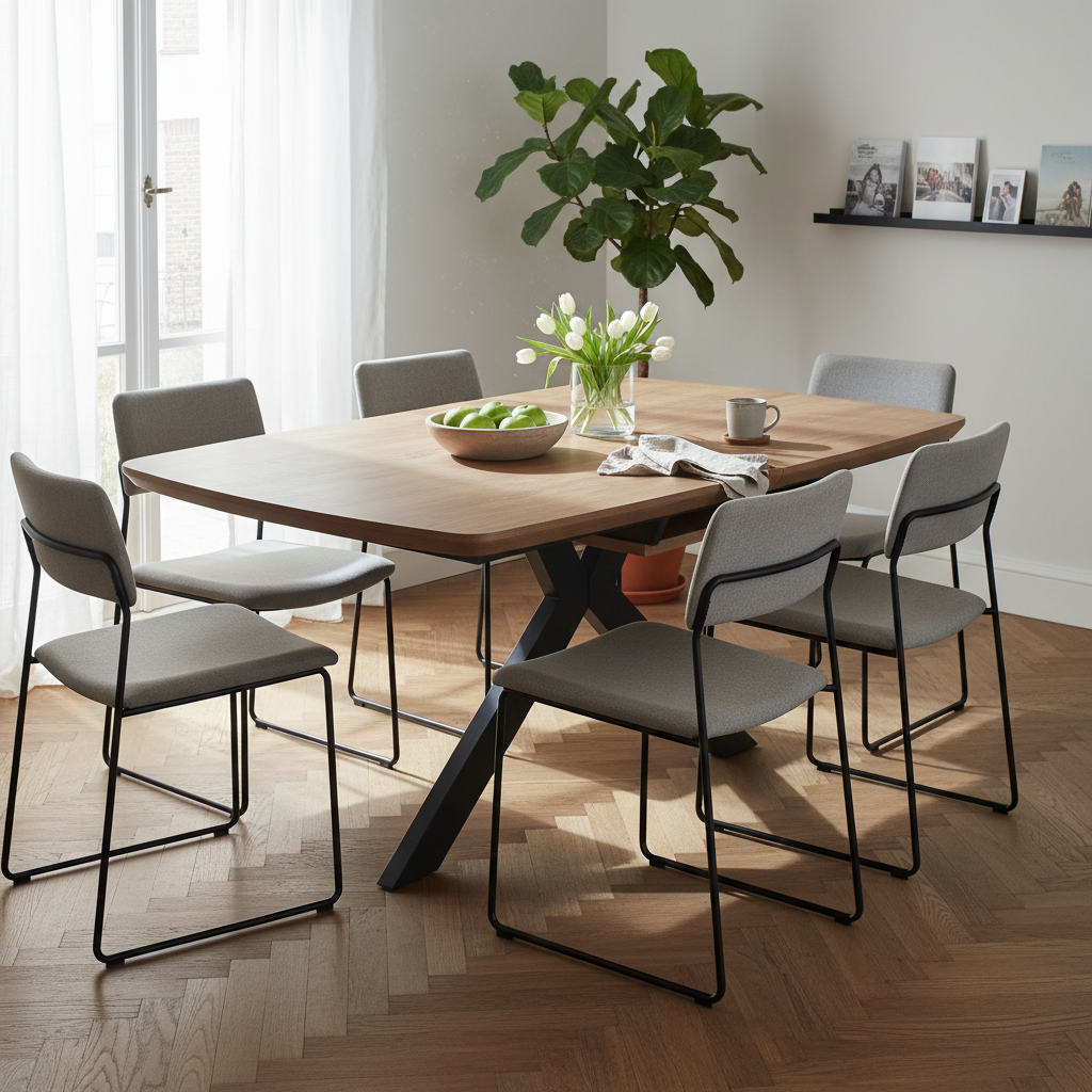 Kaelon extendable dining table 140-180 cm in rustic oak
