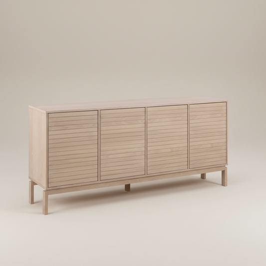 Beige sideboard with horizontal slats 