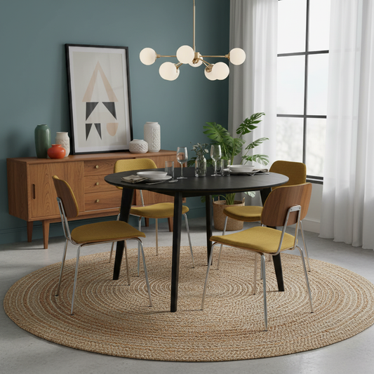 Orion Round Dining Table in Matt Black 120cm