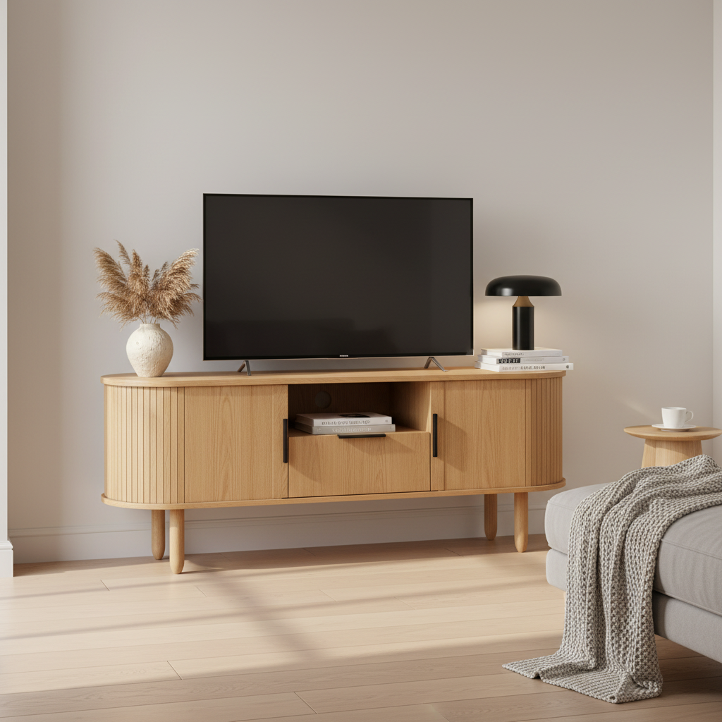 Oak Scandinavian style TV stand 