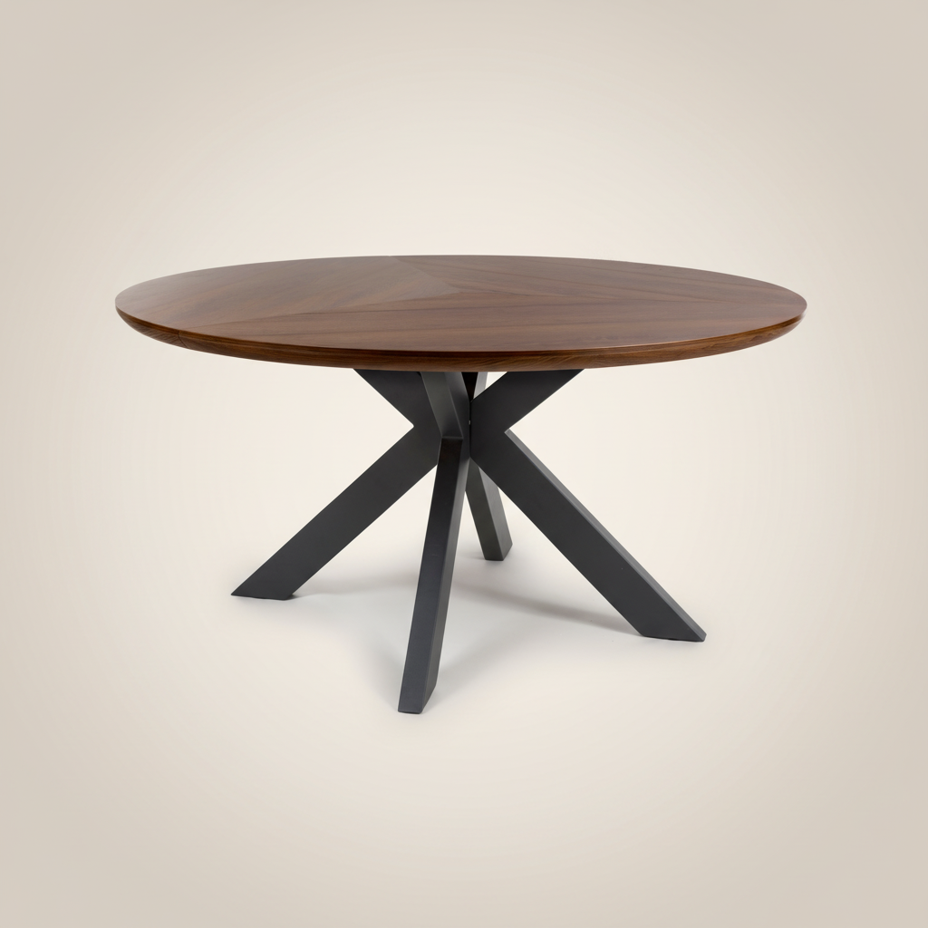 Kaelon round dining table 150 cm in smoked oak with black metal base