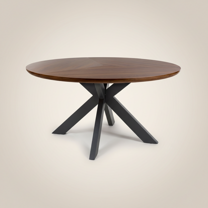 Kaelon round dining table 150 cm in smoked oak with black metal base