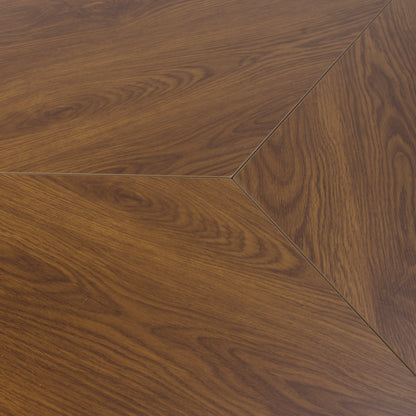 Smoked oak top detail of Kaelon round dining table